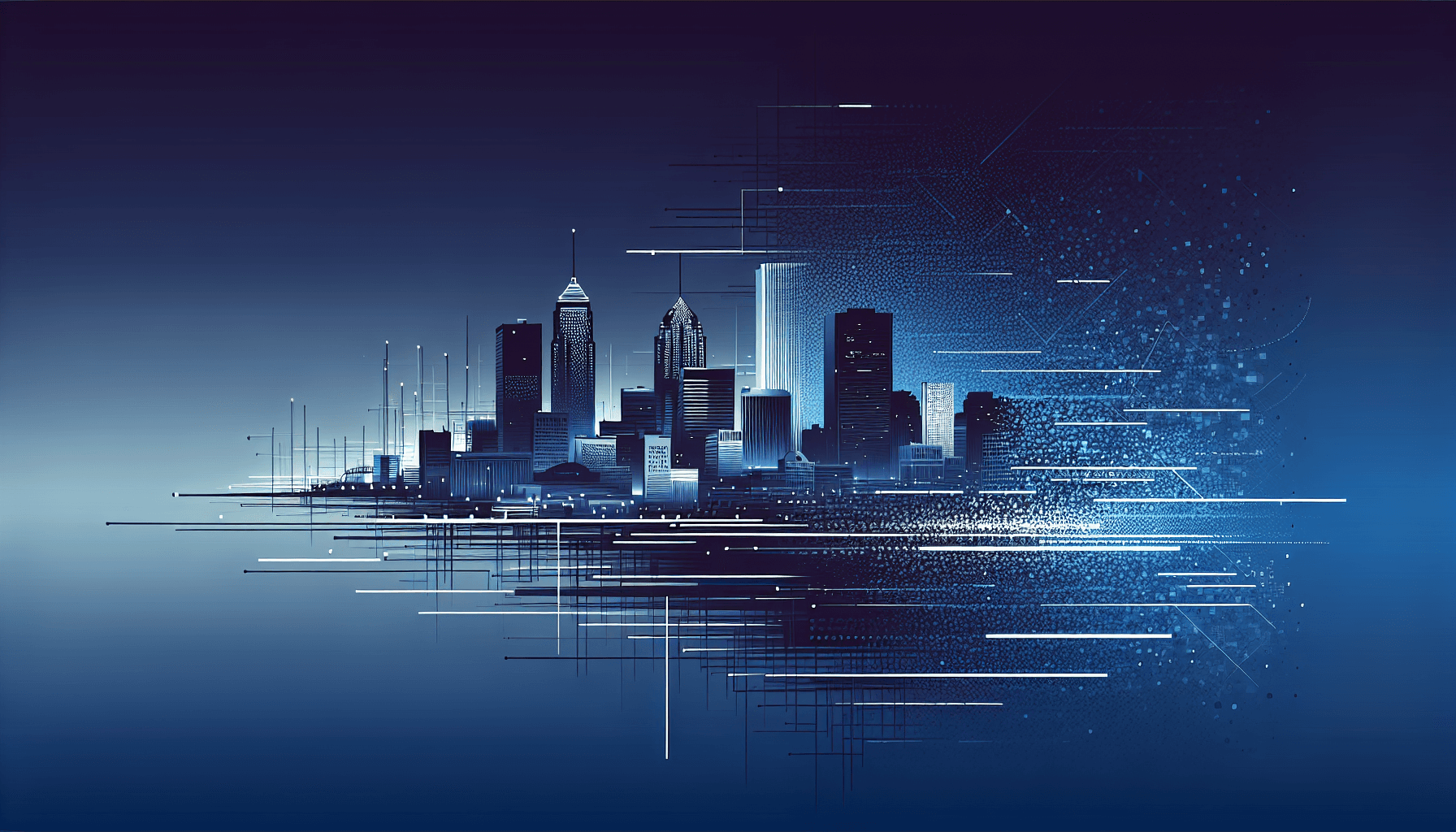 Fort Wayne cityscape fading into digital invisibility representing AI search presence